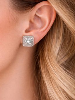Axora Life - Women 925 Sterling Silver White Sparkle Stud Earrings