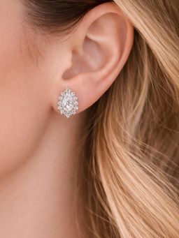 Axora Life - Women 925 Sterling Silver Like Marquise Halo Cz Stud Earrings