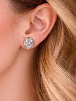 Axora Life - Women 925 Sterling Silver Classic Oval Crystal Stud Earrings