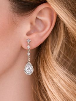 Axora Life - Women 925 Sterling Silver Pear Drop Cz Dangler Earrings