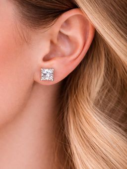 Axora Life - Women 925 Sterling Silver Princess-Cut Solitaire Stud Earrings