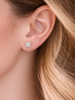 Axora Life - Women 925 Sterling Silver Princess-Cut Solitaire Stud Earrings