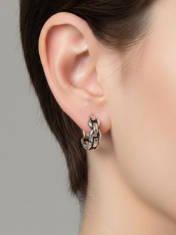 Axora Life - Women 925 Sterling Silver Oval Pattern Hoop Earrings