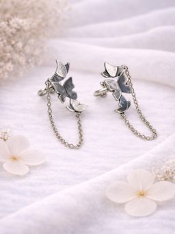 Axora Life - Women 925 Sterling Silver Butterfly Chain Silver Ear Cuffs