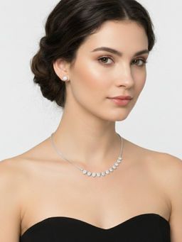 Axora Life - Women 925 Sterling Silver Studded Necklace Set