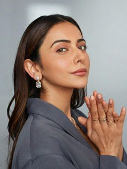 Accessher - Women Gold-White Crystal Drop Earrings