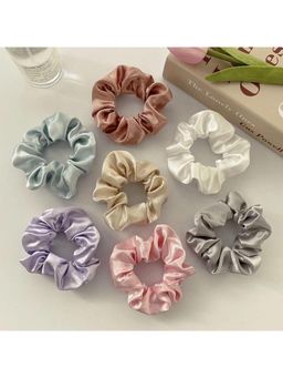ESTAILO FASHION - Women Fashion Satin Scrunchies (Pack of 7)