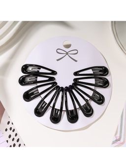 ESTAILO FASHION - Women Black Tic Tac Hair Clips (Pack of 10)