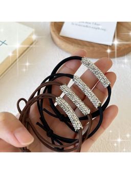 ESTAILO FASHION - Women Midnight Black Magic Scrunchies (Pack of 5)