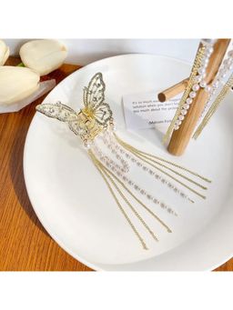 ESTAILO FASHION - Women Fashion Butterfly Pearl Tassel Hair Claw Clip