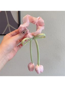 ESTAILO FASHION - Women Fashion Pink Floral Tulip Hair Scrunchie
