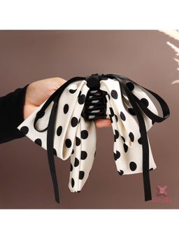 ESTAILO FASHION - Women White and Black Polka Dot Bow Hair Clip