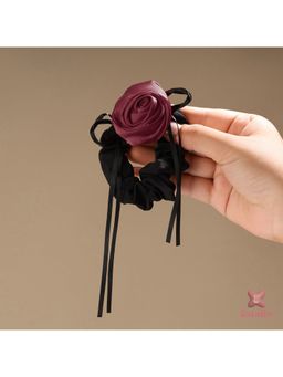 ESTAILO FASHION - Women Maroon-Black Enchanted Rose Hair Scrunchie