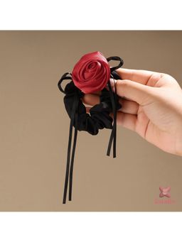 ESTAILO FASHION - Women Red-Black Enchanted Rose Hair Scrunchie