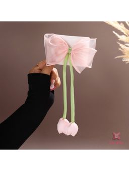 ESTAILO FASHION - Women Fashion Peach Delicate Tulip Hair Bow Clip