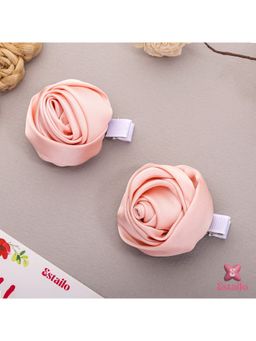 ESTAILO FASHION - Women Peach Rose Bud Hair Clips (Pack of 2)