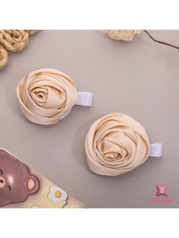 ESTAILO FASHION - Women Beige Rose Bud Hair Clips (Pack of 2)