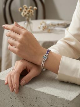 Kraft Smiths - Women Blue Evil Eye Stainless Steel Openable Bracelet