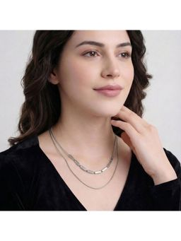 MAASHA - Women Dual Layer Silver-Tone Finish Necklace