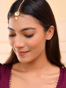 Silvermerc Designs - Women Traditional Ethnic Kundan Stone Maangtikka