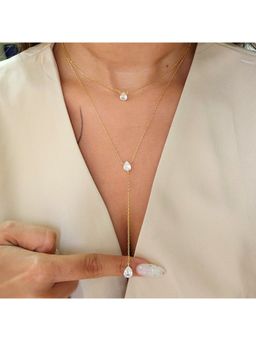 TAAHIRA JEWELLERY - Women 18K Gold Plated Double Layered Zirconia Necklace