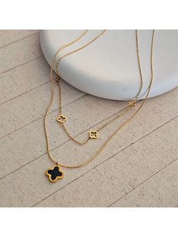 TAAHIRA JEWELLERY - Women 18K Gold Plated Black Danna Layered Necklace