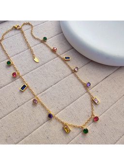 TAAHIRA JEWELLERY - Women 18K Gold Plated Multi-Color Charm Necklace