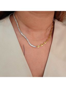 TAAHIRA JEWELLERY - Women 18K Gold Plated Baguette Shape Zircon Tennis Necklace