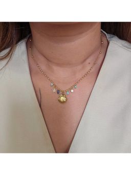 TAAHIRA JEWELLERY - Women 18K Gold Plated Blue Olivia Gold Shell Necklace