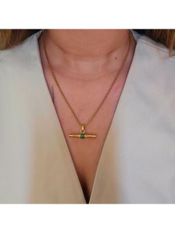 TAAHIRA JEWELLERY - Women 18K Gold Plated Green Lulu Necklace