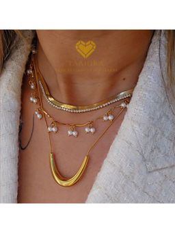 TAAHIRA JEWELLERY - Women 18K Gold Plated Abby Pearl Tassel Necklace