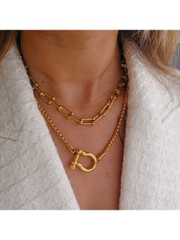 TAAHIRA JEWELLERY - Women 18K Gold Plated Mahi Round Chain Lock Necklace