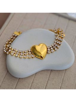 TAAHIRA JEWELLERY - Women 18K Gold Plated Chunky Heart Choker Necklace