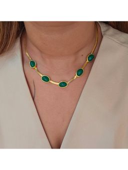 TAAHIRA JEWELLERY - Women 18K Gold Plated Valentina Green Stone Necklace