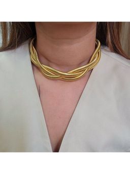 TAAHIRA JEWELLERY - Women 18K Gold Plated Reese Chunky Twisted Choker Necklace