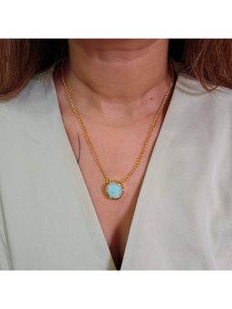 TAAHIRA JEWELLERY - Women 18K Gold Plated Blue Adventuring Stud Brass Necklace