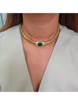 TAAHIRA JEWELLERY - Women 18K Gold Plated Mabel Emerald Green Choker Necklace