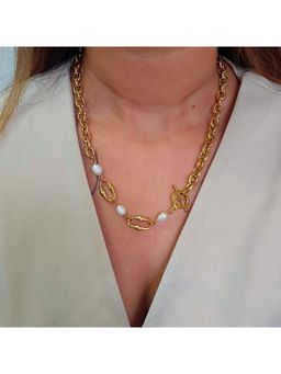 TAAHIRA JEWELLERY - Women 18K Gold Plated Laura Baroque Pearl Link Necklace