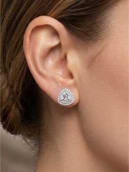 925 SILLER - Women The Stella Double Halo Trillion Stud Earrings