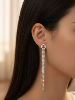 925 SILLER - Women Radiant Silver Tiered Tassel Dangler Earrings