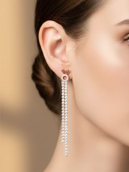 925 SILLER - Women Rose Gold Plated Sparkling Bunny Drop Earrings