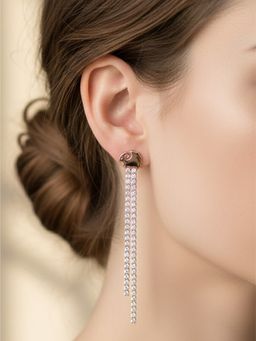 925 SILLER - Women Rose Gold Plated Sparkling Sheep Drop Earrings