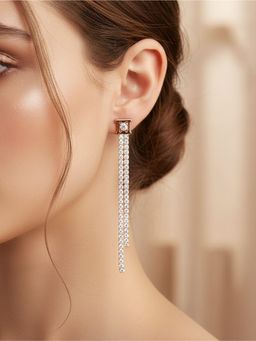 925 SILLER - Women The Lumina Geometric Tassel Dangler Earrings