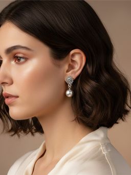 925 SILLER - Women Artisan Mandala Silver Ball Drop Earrings