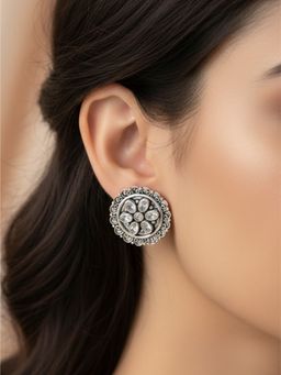 925 SILLER - Women Shimmering Flora Stud Earrings