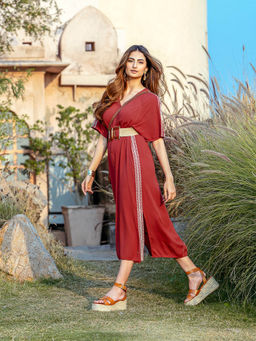 U.S. POLO ASSN. - Crinkle Viscose Embroidered Dress with Belt