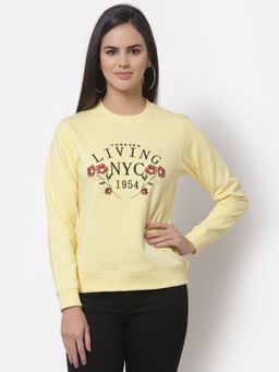 Club York - Women Yellow Printed Sweatshirt