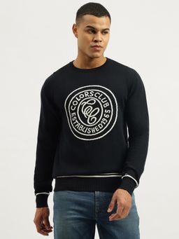 United Colors of Benetton - Black Regular Fit Crew Neck Typography Sweatshirt