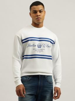 United Colors of Benetton - White Oversized Fit Crew Neck Typography Sweatshirt