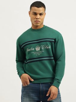 United Colors of Benetton - Green Oversized Fit Crew Neck Typography Sweatshirt